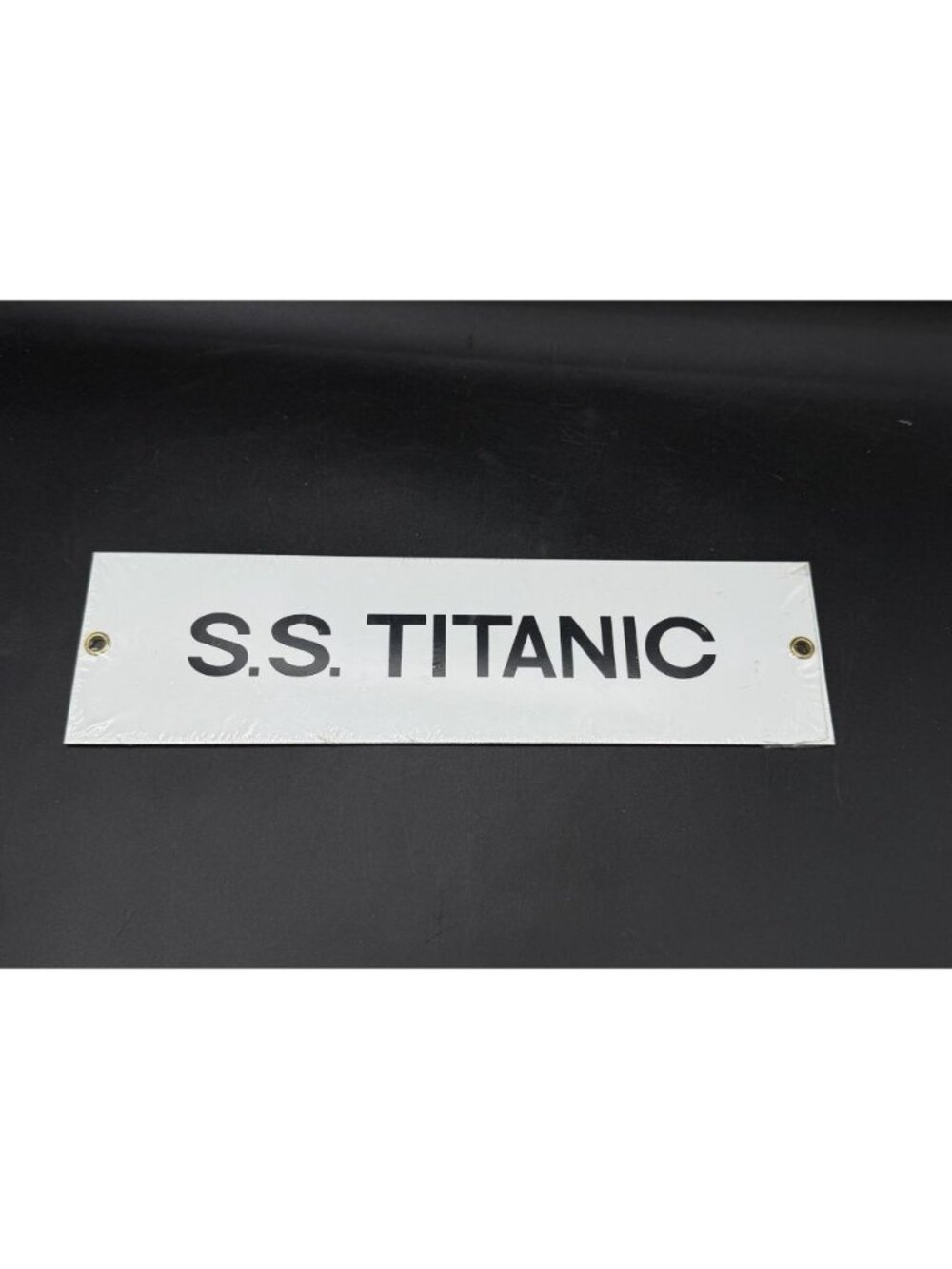 Ande Rooney Porcelain Nautical Metal S.S. Titanic Sign White Black